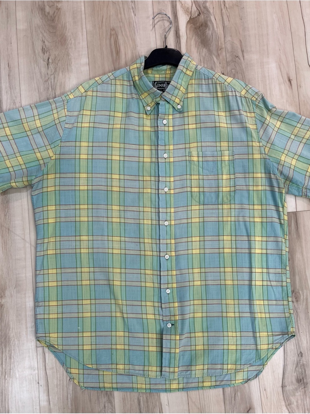 Gitman Brothers Pastel Green and Yellow Plaid Button-Down Shirt